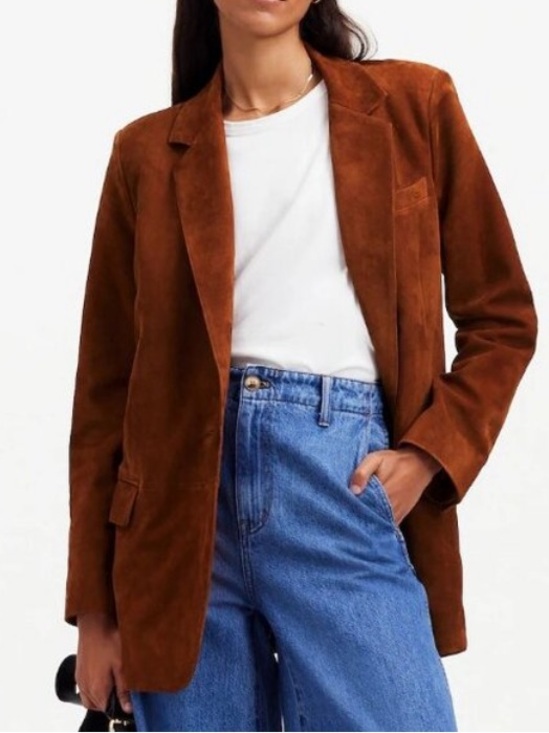 Madewell Jackets & Blazers - Madewell The Kline Suede Blazer Jacket in Soft Mahogany, Size 2